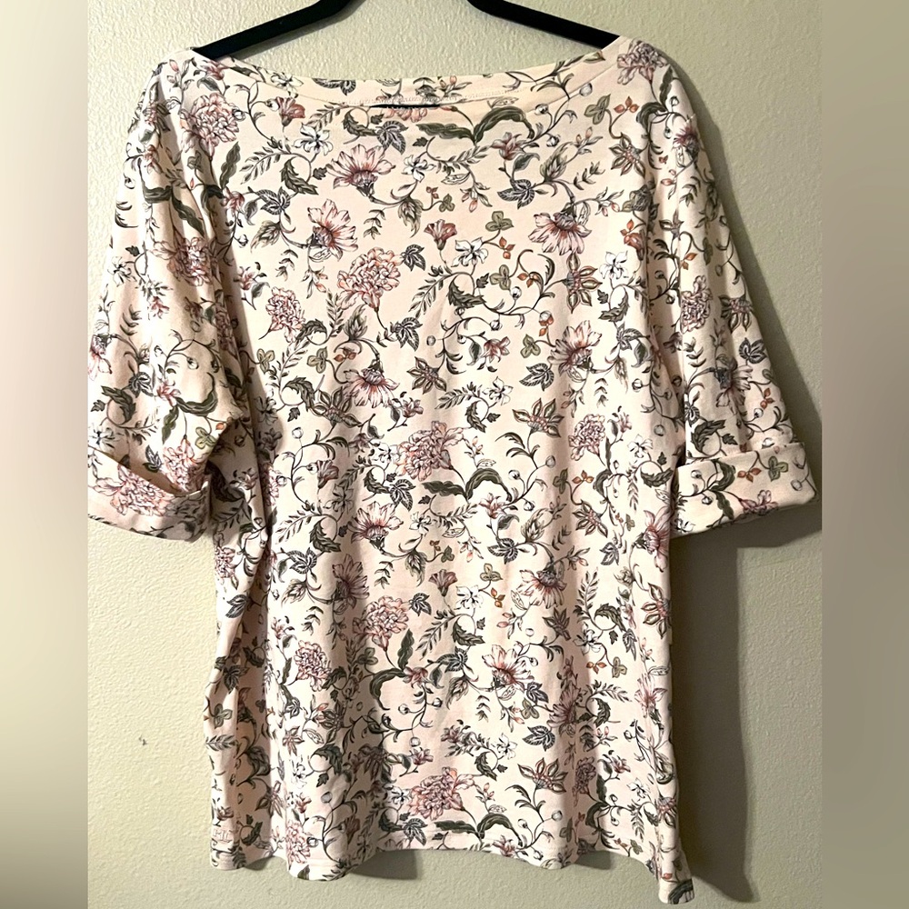 Lauren Ralph Lauren LRL Floral Stretch Cotton Boatneck Tee 2X plus size - Picture 3 of 11